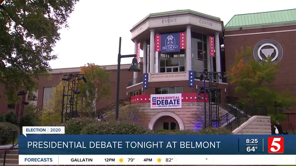 Channel 5 CBS screenshot of Belmont Debate.